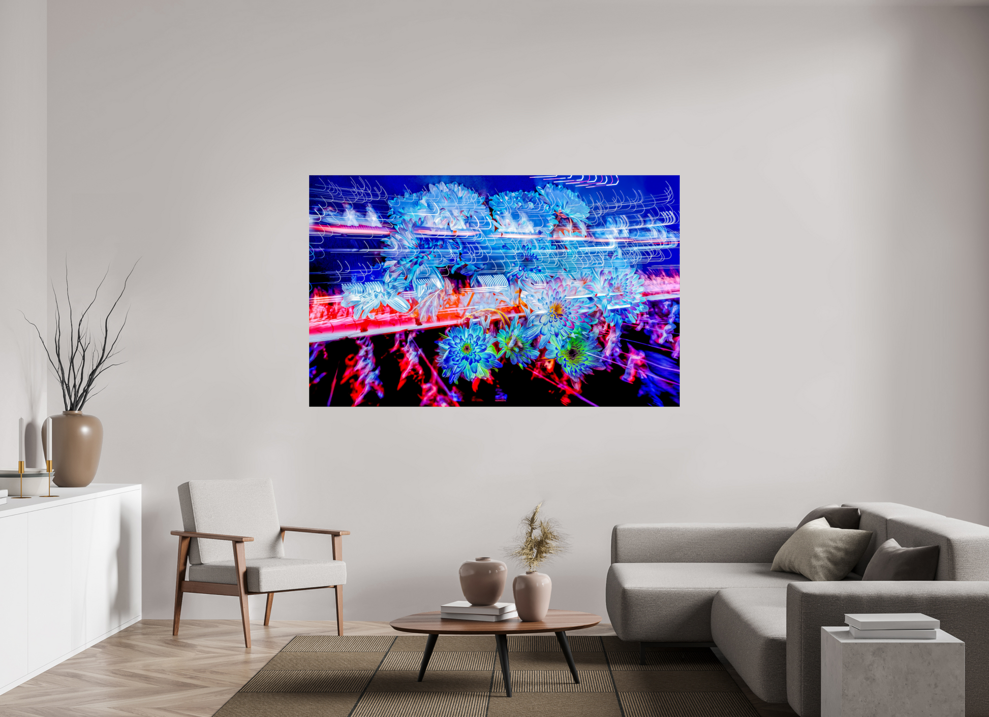 192 x 120 cm, 2 Tirage photo contrecollé sur Dibond Éclosions dans les courants de matière douce