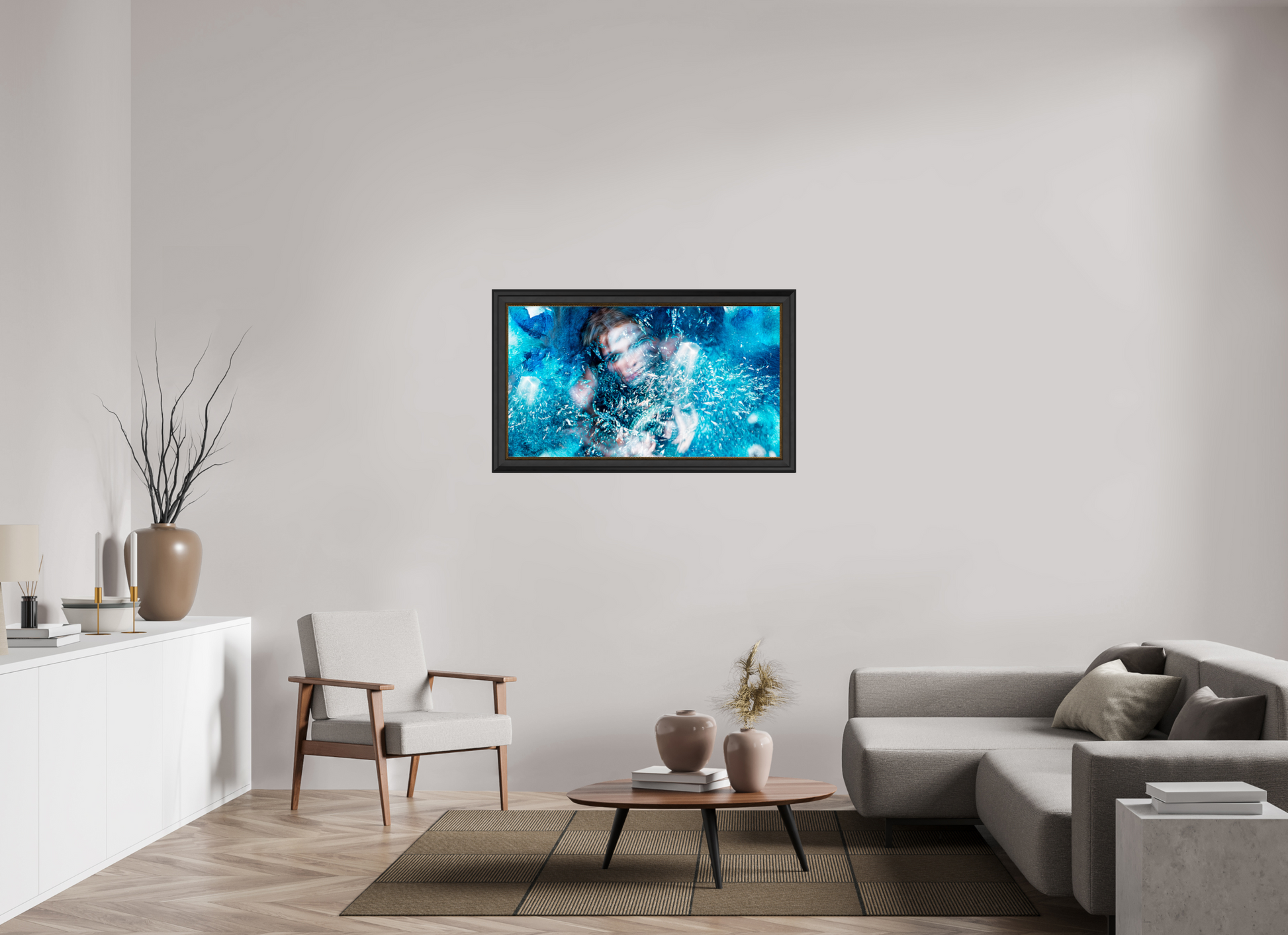 112 x 63 cm, Cadre Noir-Or Cristallisation