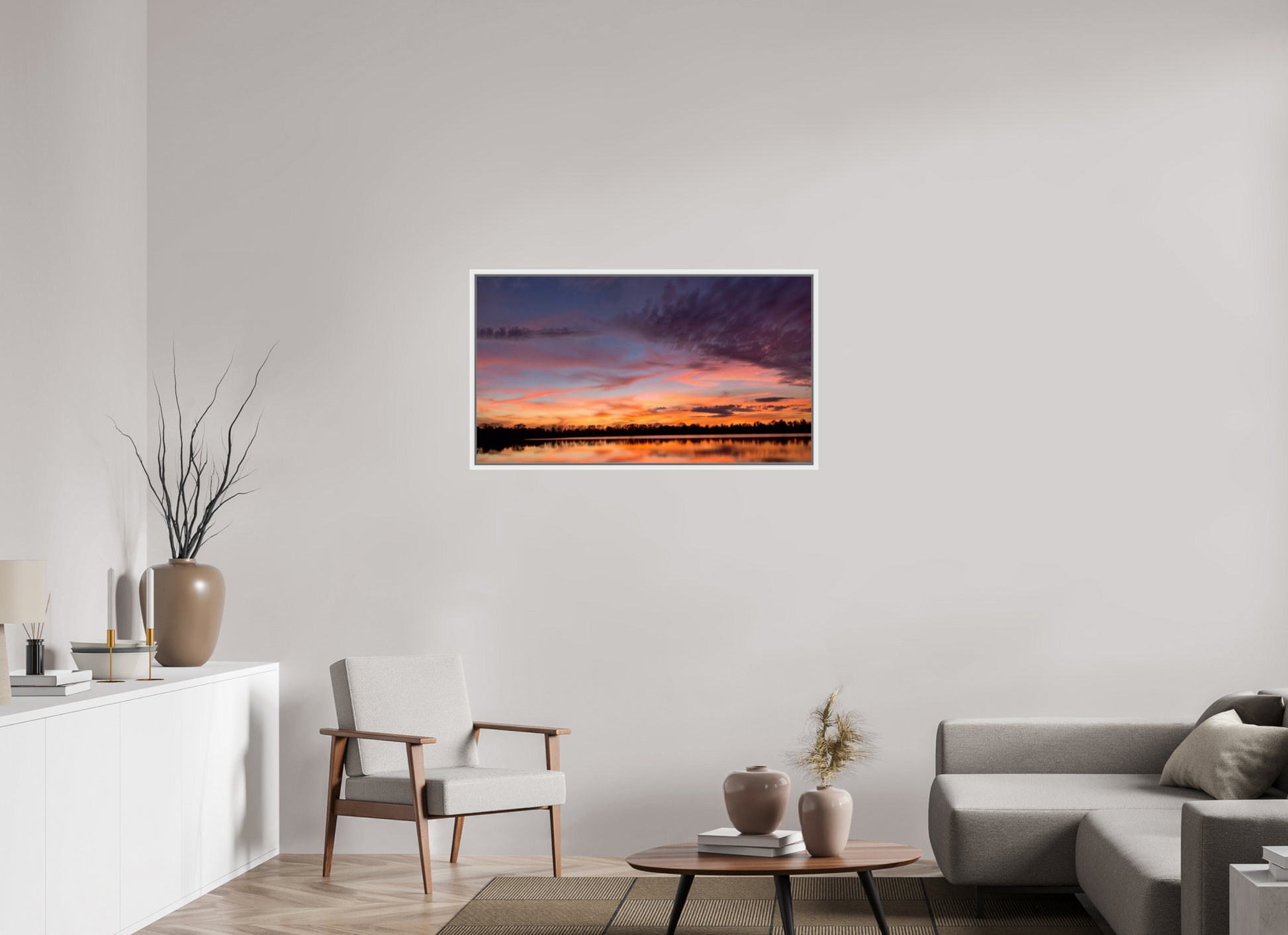 107,8 x 60 cm, Caisse américaine Blanche 12 Reflets d’un Même Ciel XII – Les Voiles du Crépuscule
