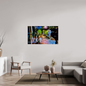 135,6 x 80 cm, Tirage simple sur papier photo Fuji Crystal Pearl Les veilleurs d’un passage nocturne
