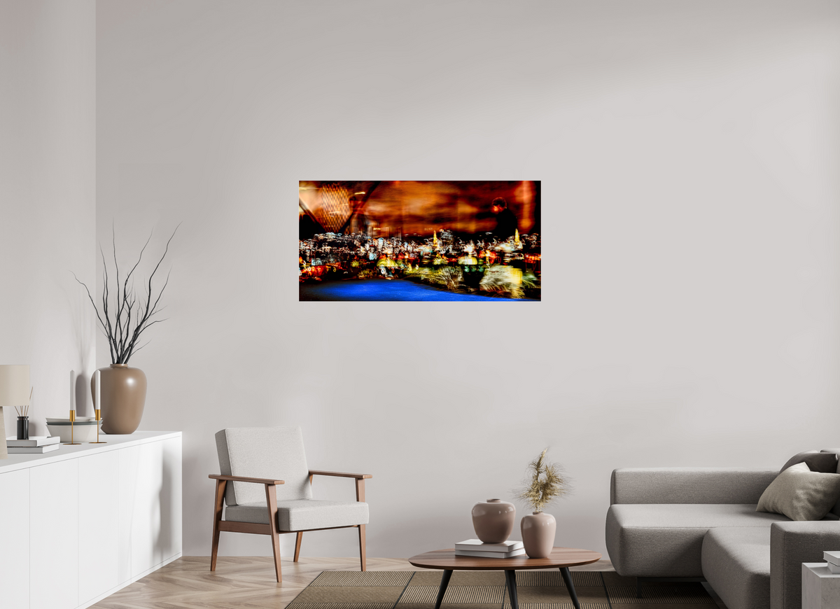 120 x 60 cm, Tirage photo sous Verre acrylique Promeneur des nébuleuses urbaines
