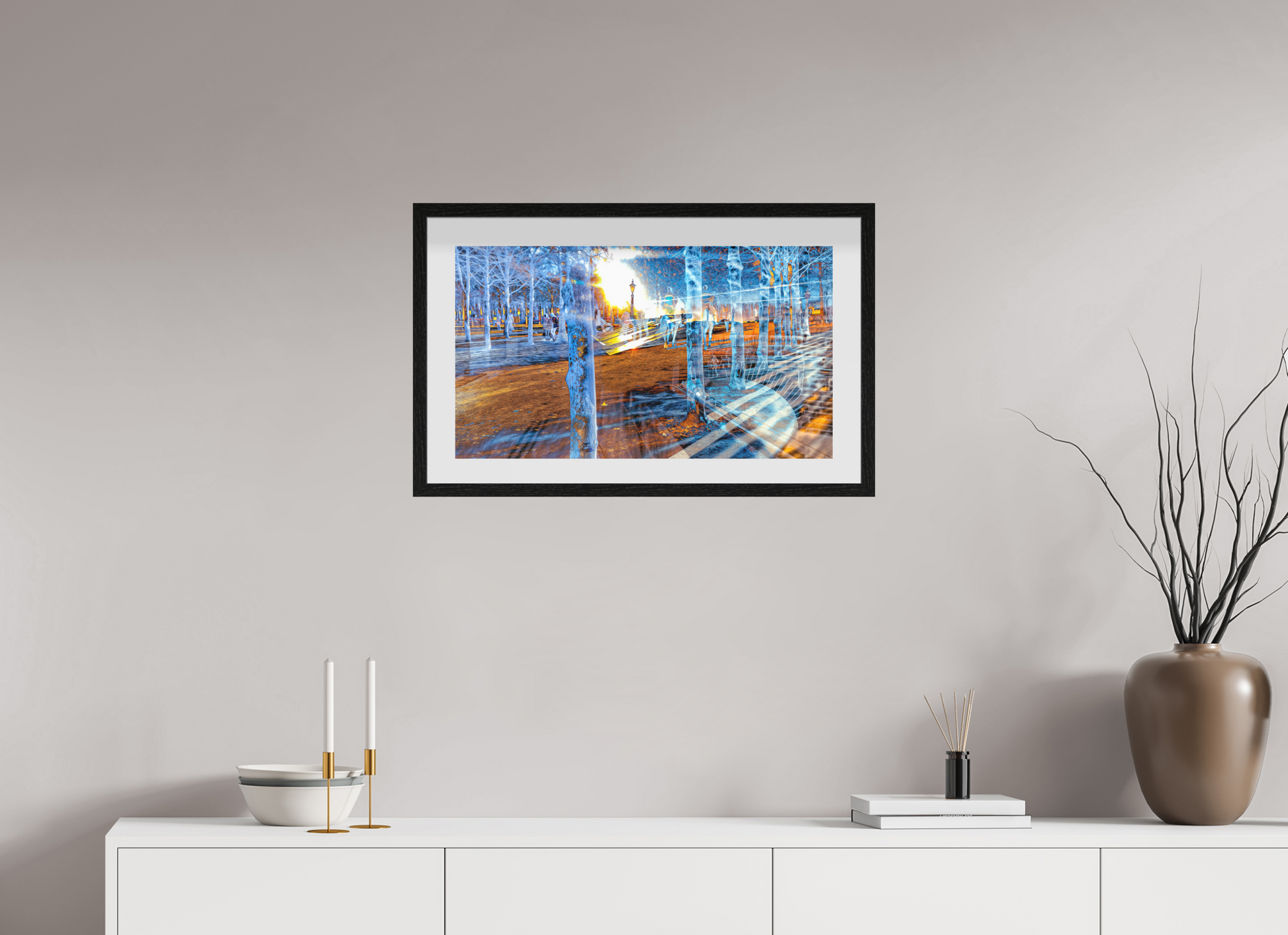 64 x 36 cm, 10 Cadre Noir Flottant Quand les corps ont appris à se fondre dans la lumière
