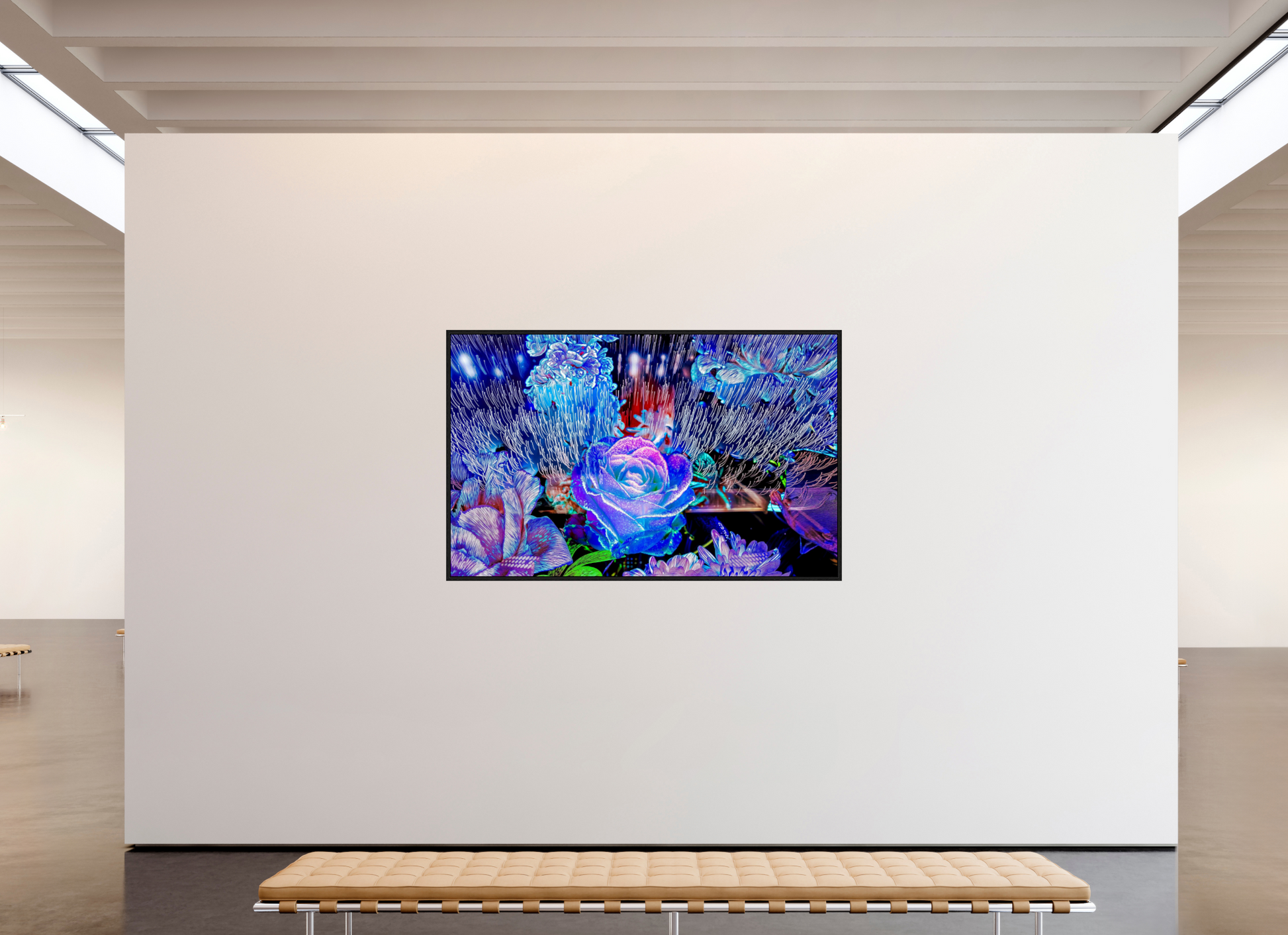 192 x 120 cm, 8 Caisse américaine Noire Lorsque la lumière se souvient des fleurs