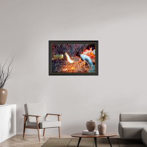 90 x 60 cm, 11 Cadre Noir-Or Rituel où le feu apprend le rythme