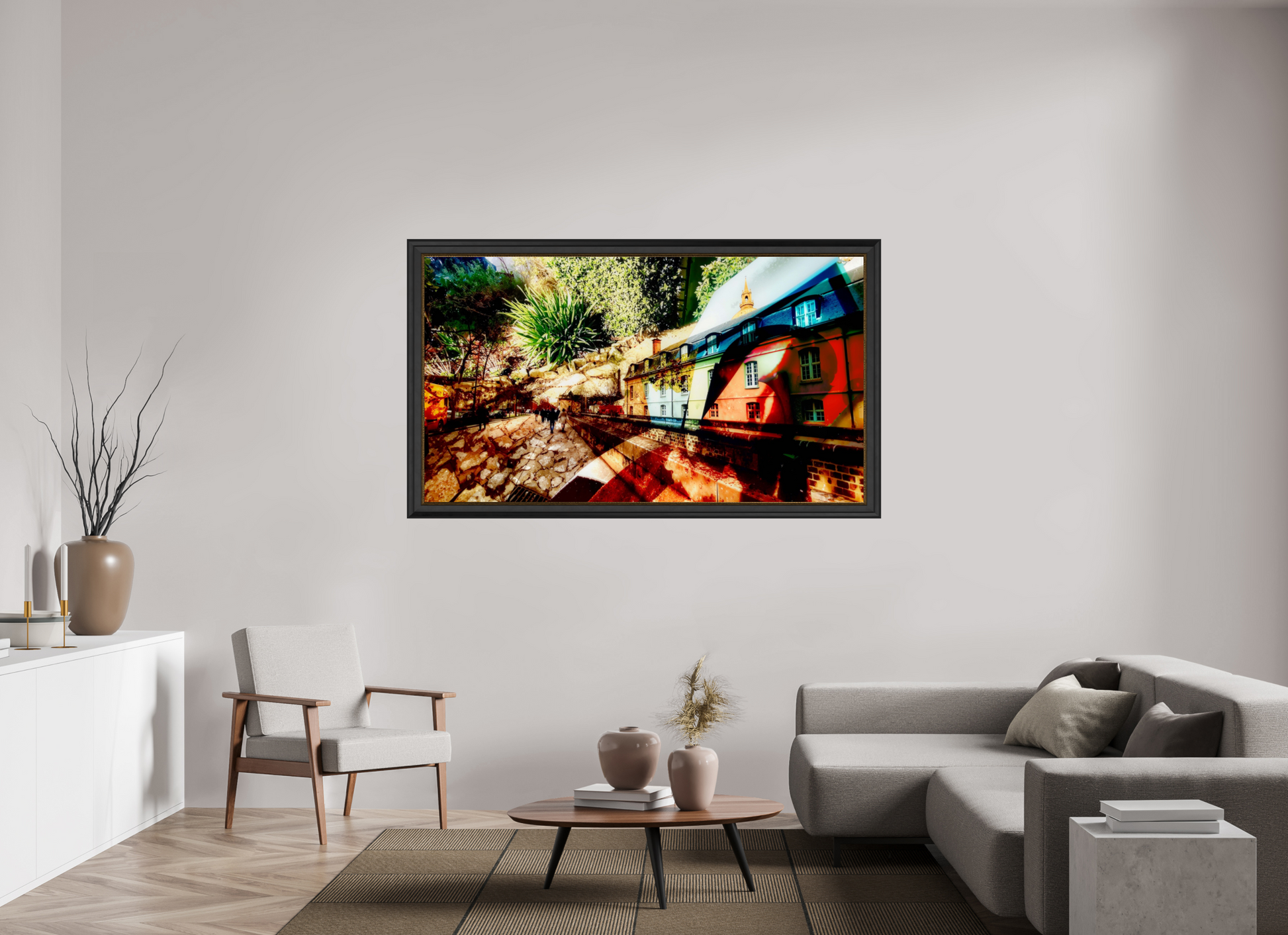 176 x 99 cm, 11 Cadre Noir-Or Les maisons sous l’écorce du monde