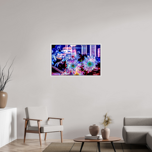 96 x 60 cm, 9 Caisse américaine Blanche Murmure floral suspendu entre deux éclairs