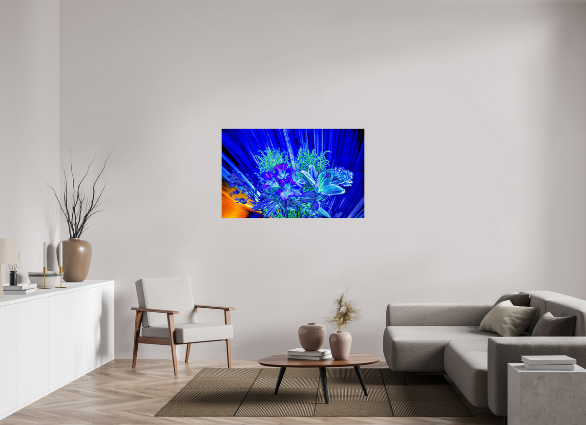 128 x 80 cm, Tirage photo contrecollé sur Dibond Floraisons dans le vent lumineux