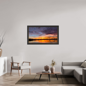 128 x 72 cm, Cadre Noir-Or 11 Reflets d’un Même Ciel XI – L’Éclat du Couchant