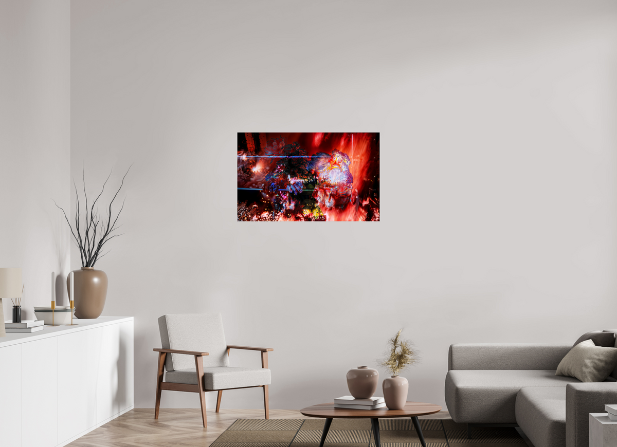 96 x 60 cm, Tirage photo contrecollé sur Dibond L’étreinte des pétales ardents