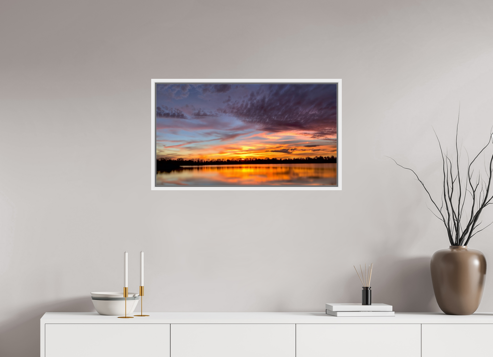 80 x 45 cm, Caisse américaine Blanche 11 Reflets d’un Même Ciel XI – L’Éclat du Couchant