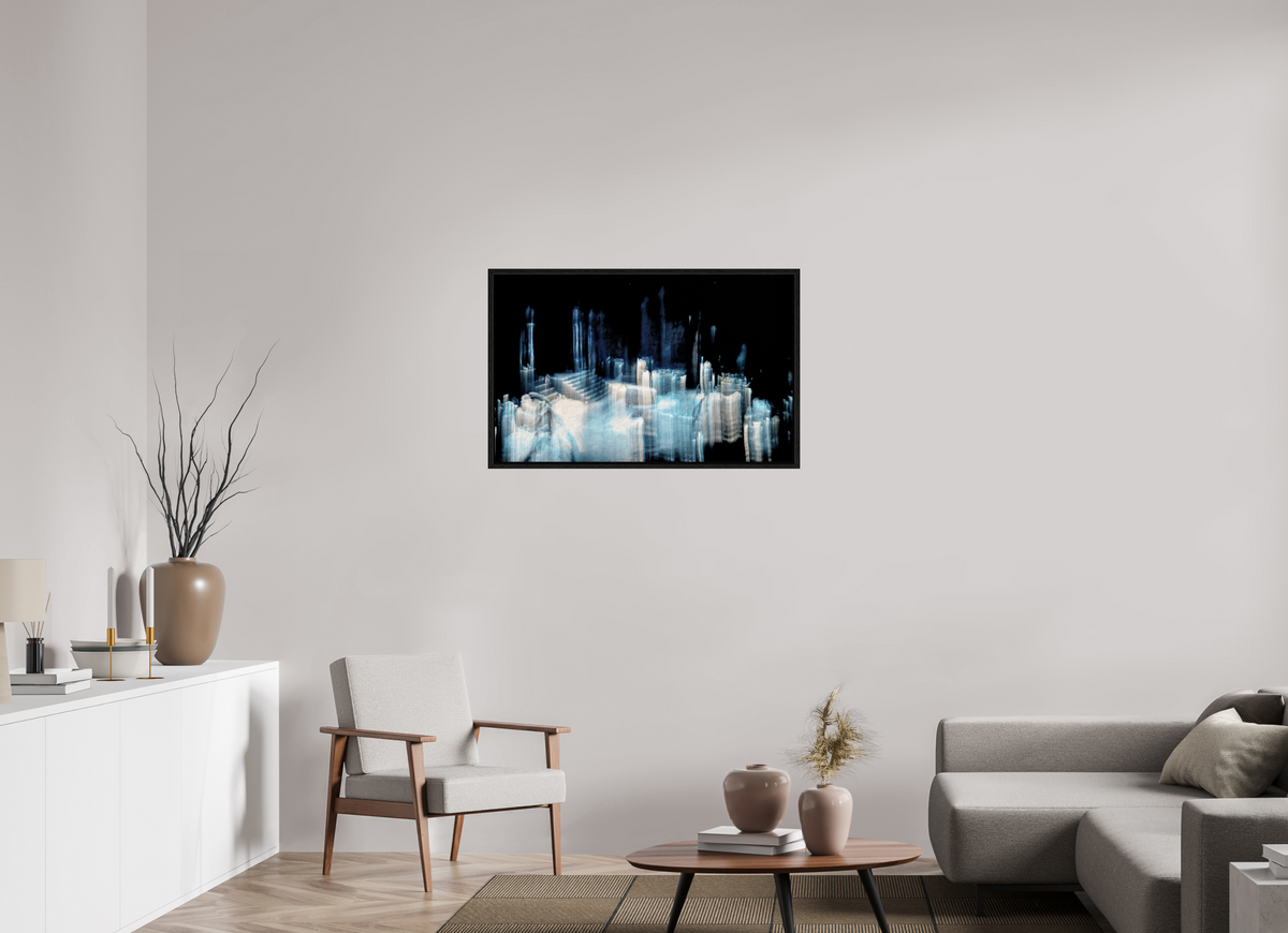 96 x 60 cm, Caisse américaine Noire Cathédrale de glace brisée