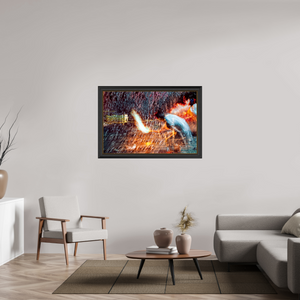 120 x 80 cm, 11 Cadre Noir-Or Rituel où le feu apprend le rythme