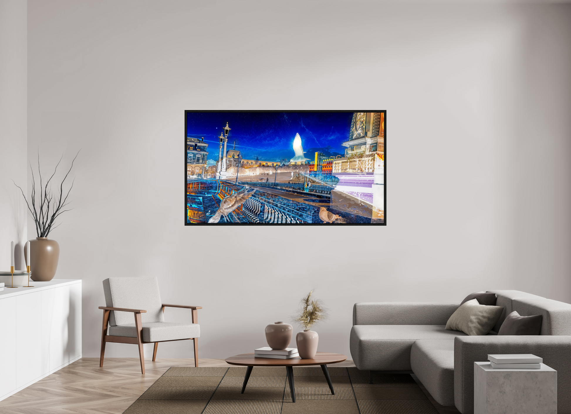 176 x 99 cm, 8 Caisse américaine Noire Les oiseaux gardaient la ville pendant que nous dormions