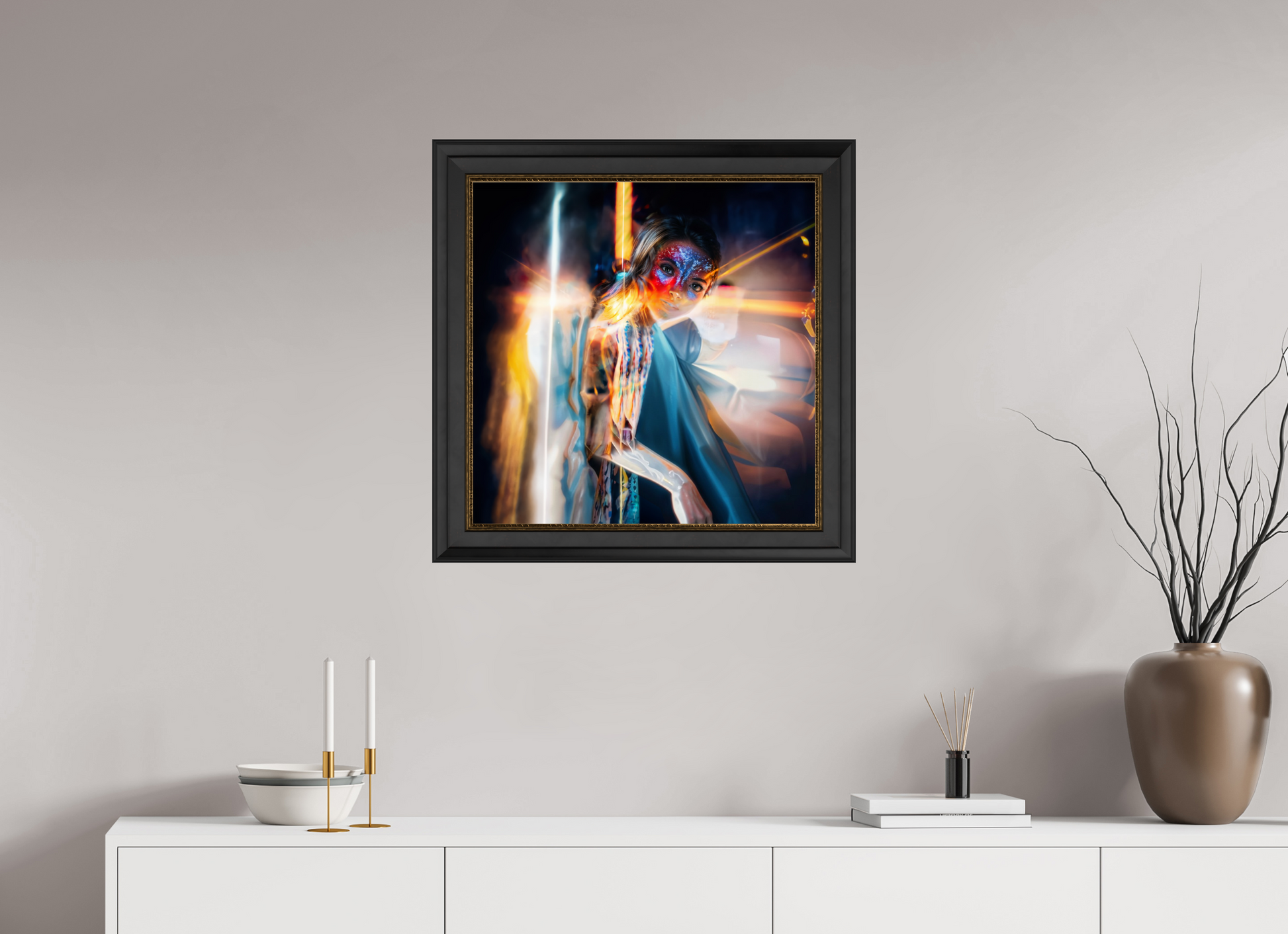 60 x 60 cm, Cadre Noir-Or Icône Ailée