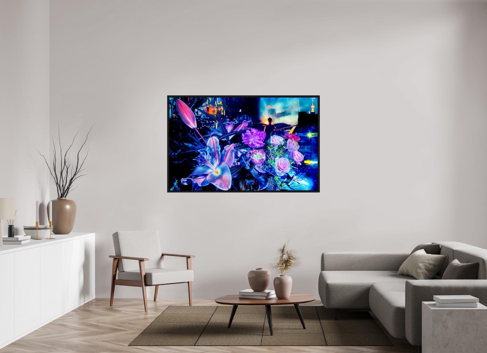 159,6 x 100 cm, 8 Caisse américaine Noire Les pétales qui veillent sur la ville métropolitaines