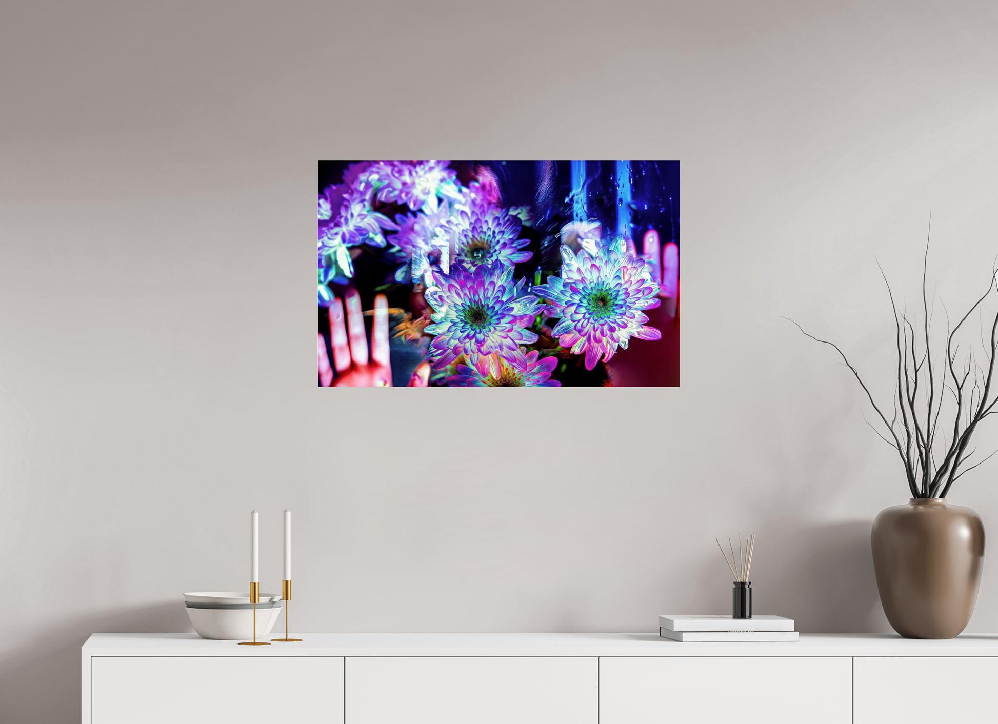 80 x 50 cm, 3 Tirage photo sous Verre acrylique Pétales contre ma peau, lumière contre la tienne