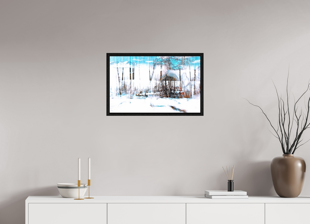 64 x 40 cm, Caisse américaine Noire La Forêt qui chante la neige