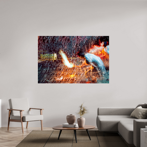 180 x 120 cm, 3 Tirage photo sous Verre acrylique Rituel où le feu apprend le rythme