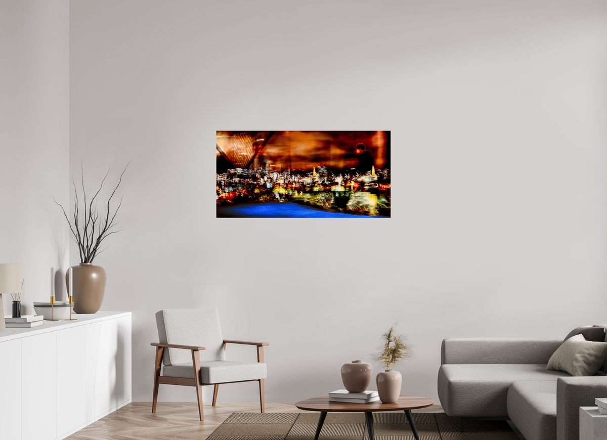 120 x 60 cm, Tirage simple sur papier photo Fuji Crystal Pearl Promeneur des nébuleuses urbaines