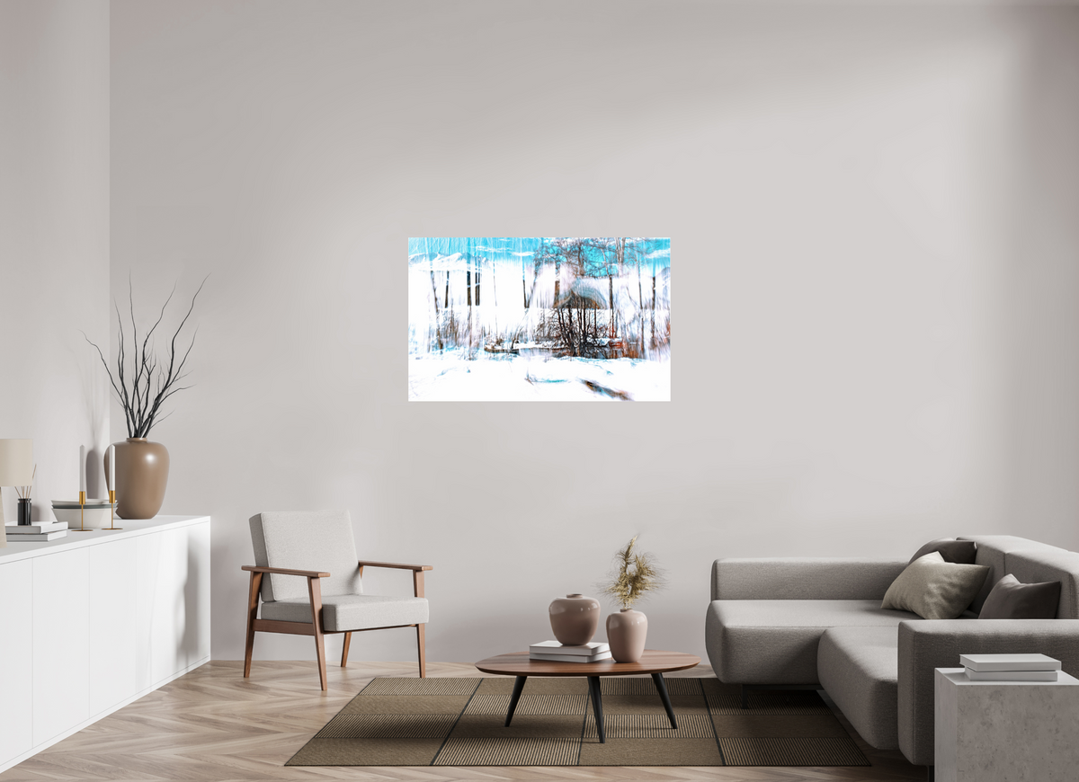 128 x 80 cm, Tirage simple sur papier photo Fuji Crystal Pearl La Forêt qui chante la neige
