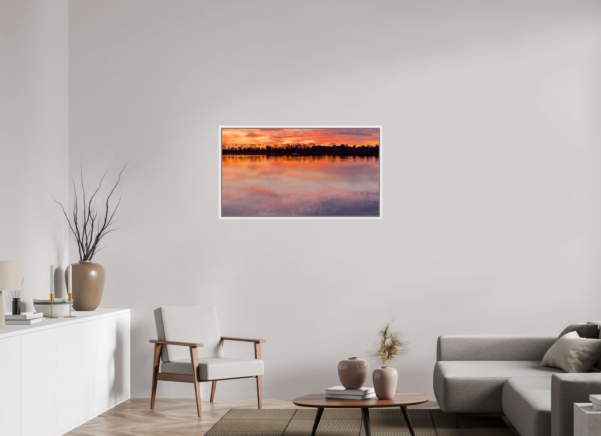 108,2 x 60 cm, Caisse américaine Blanche Reflets d’un Même Ciel IV – L'Horizon en Fusion