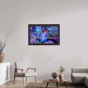 96 x 60 cm, 11 Cadre Noir-Or Lorsque la lumière se souvient des fleurs