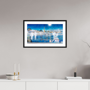 64 x 36 cm, 4 Cadre Noir : Passe-Partout Blanc Les pas flottaient au-dessus du temps