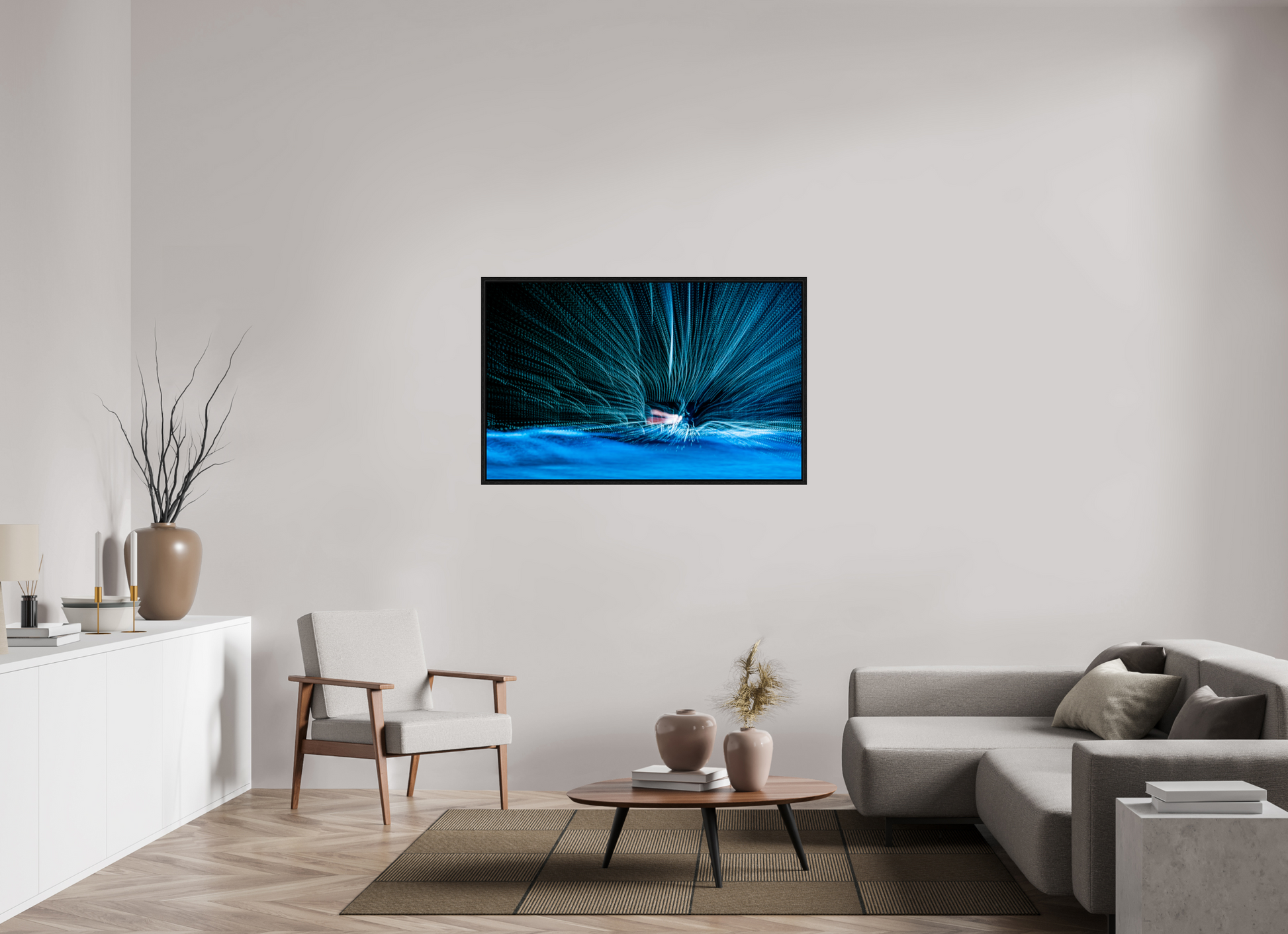 128 x 80 cm, Caisse américaine Noire Éventail de fibres