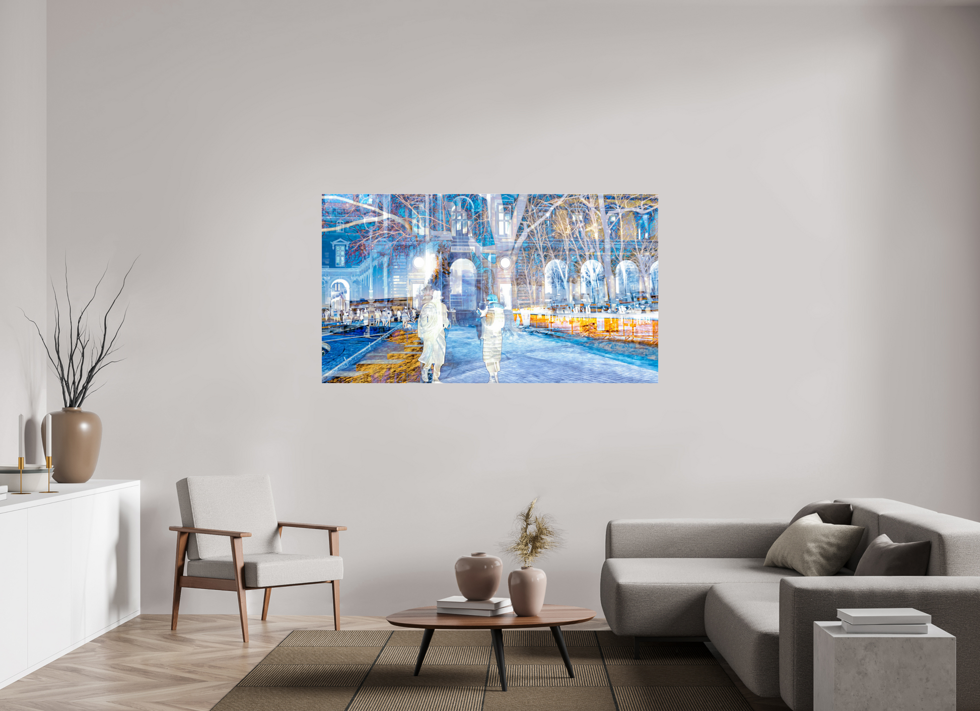 176 x 99 cm, 3 Tirage photo sous Verre acrylique Les corps devenaient légers en traversant la place