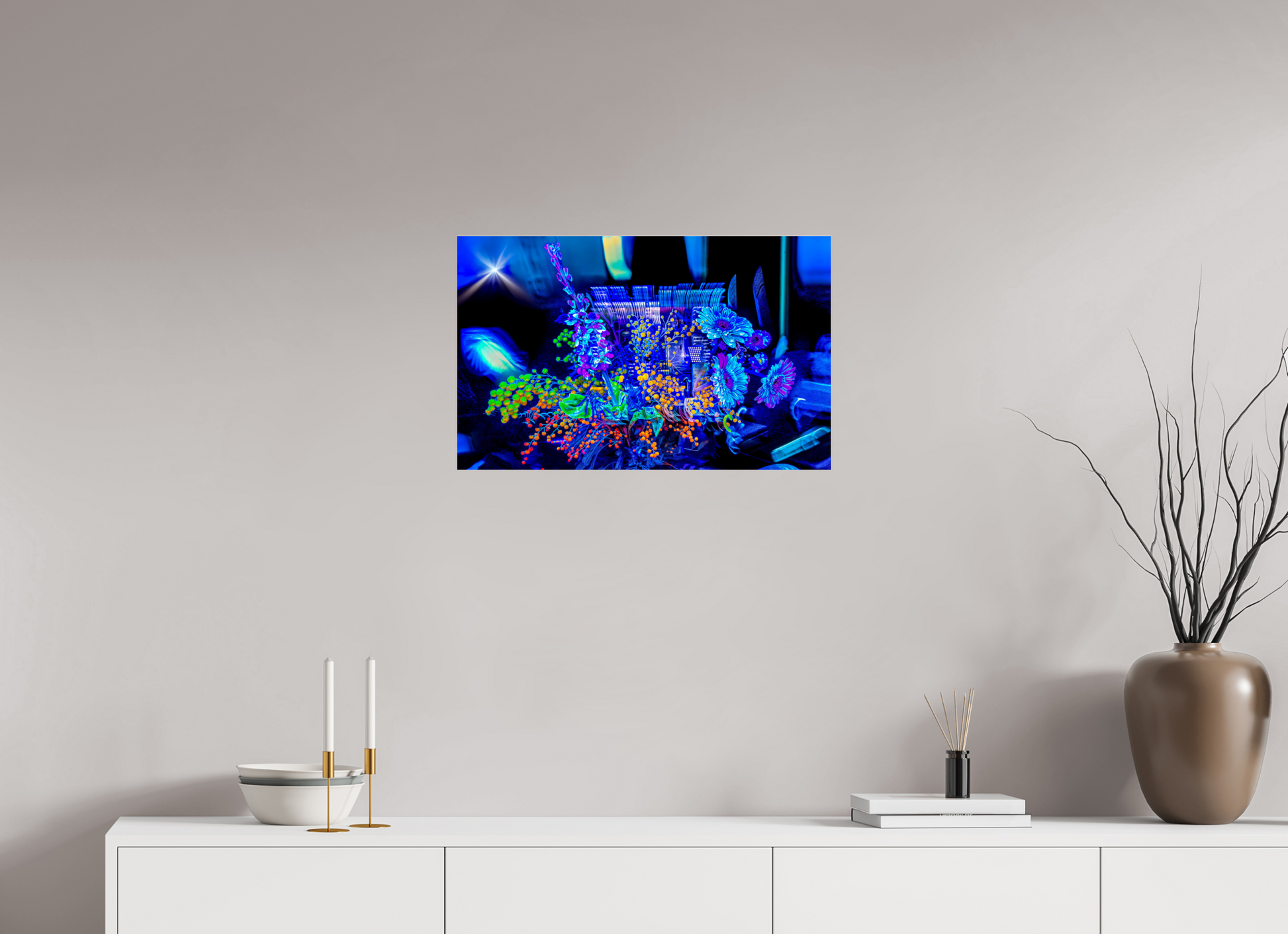 64 x 40 cm, 3 Tirage photo sous Verre acrylique Le bouquet où nos rêves s’illuminent