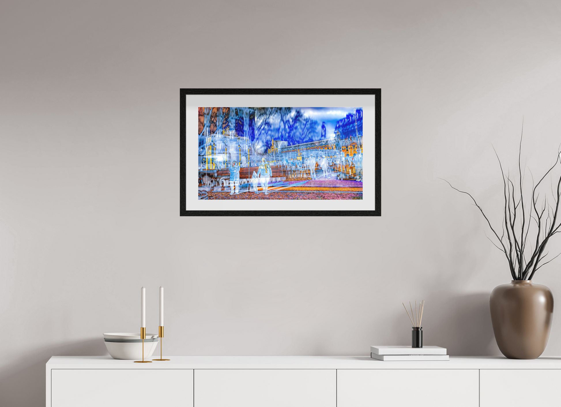 64 x 36 cm, 10 Cadre Noir Flottant Ce que la ville protège encore