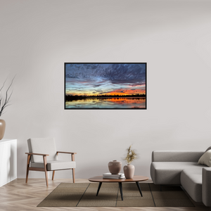 143,8 x 80 cm, Caisse américaine Noire 10 Reflets d’un Même CielX – L’Heure Suspendue