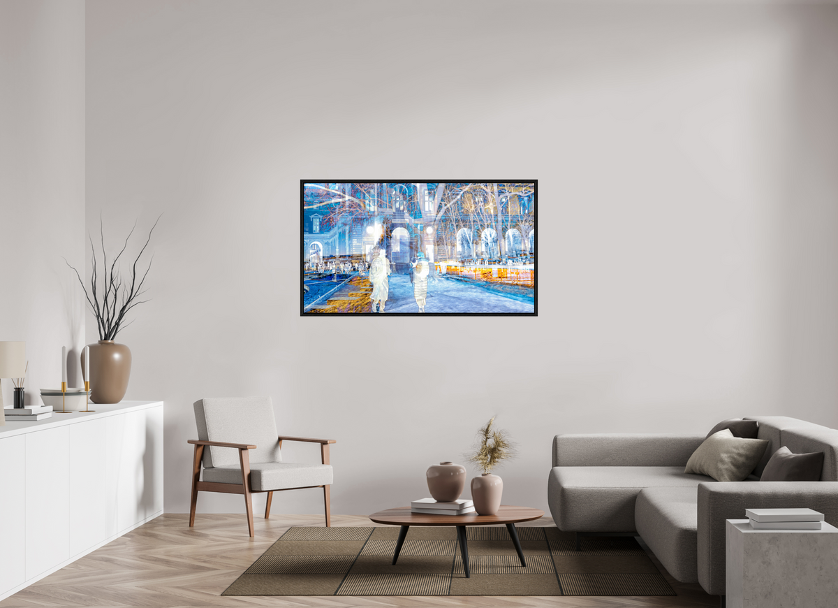 144 x 81 cm, Caisse américaine Noire Les corps devenaient légers en traversant la place