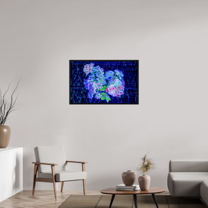 96 x 60 cm, Caisse américaine Noire Floraisons au cœur du code stellaire