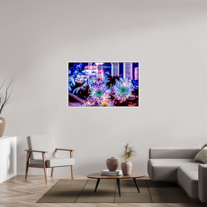 128 x 80 cm, 9 Caisse américaine Blanche Murmure floral suspendu entre deux éclairs