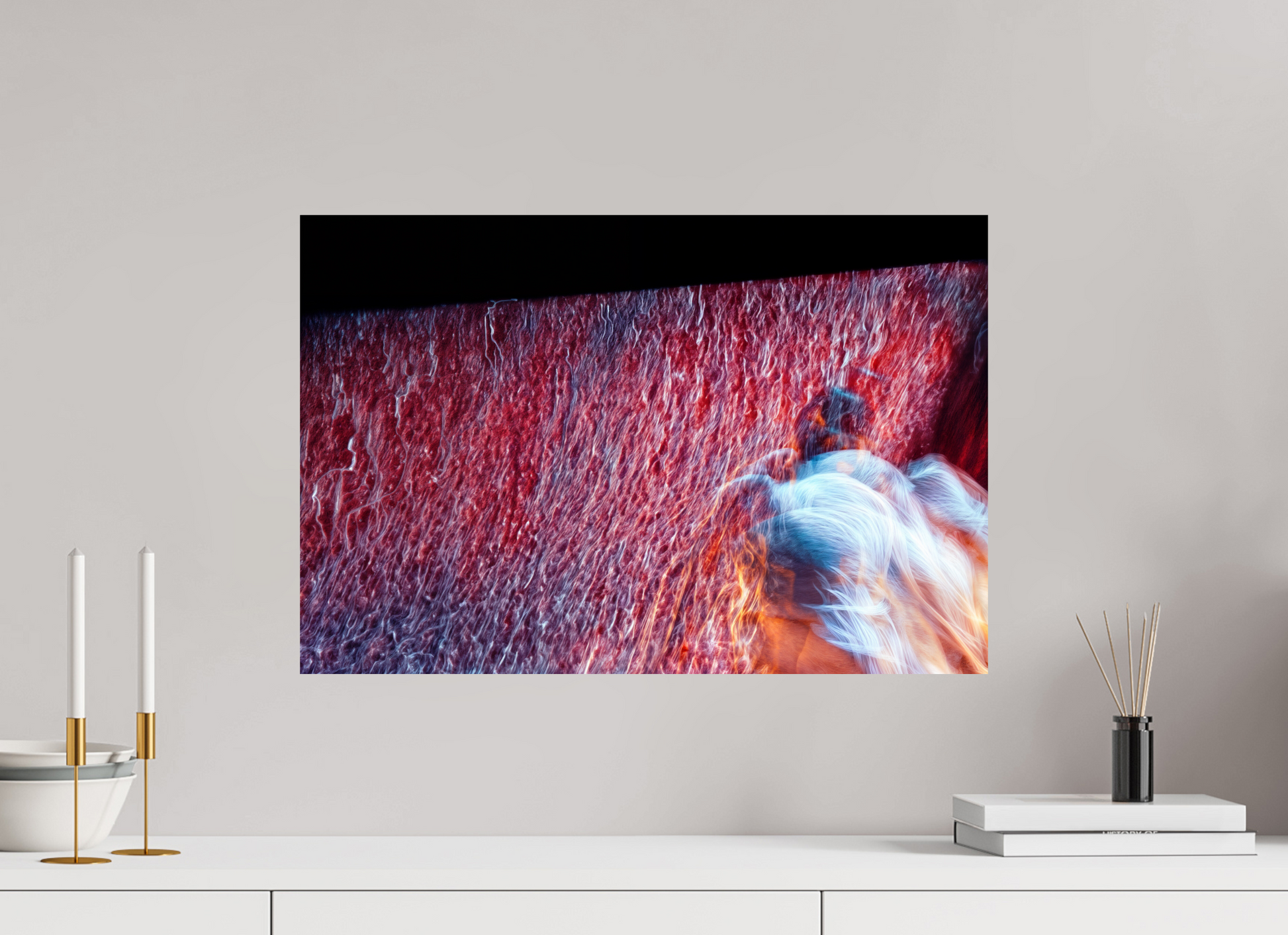 60 x 40 cm, 2 Tirage photo contrecollé sur Dibond Là où le feu se transforme en pluie