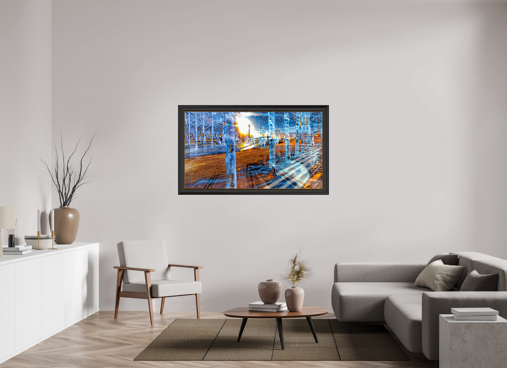 144 x 81 cm, 11 Cadre Noir-Or Quand les corps ont appris à se fondre dans la lumière