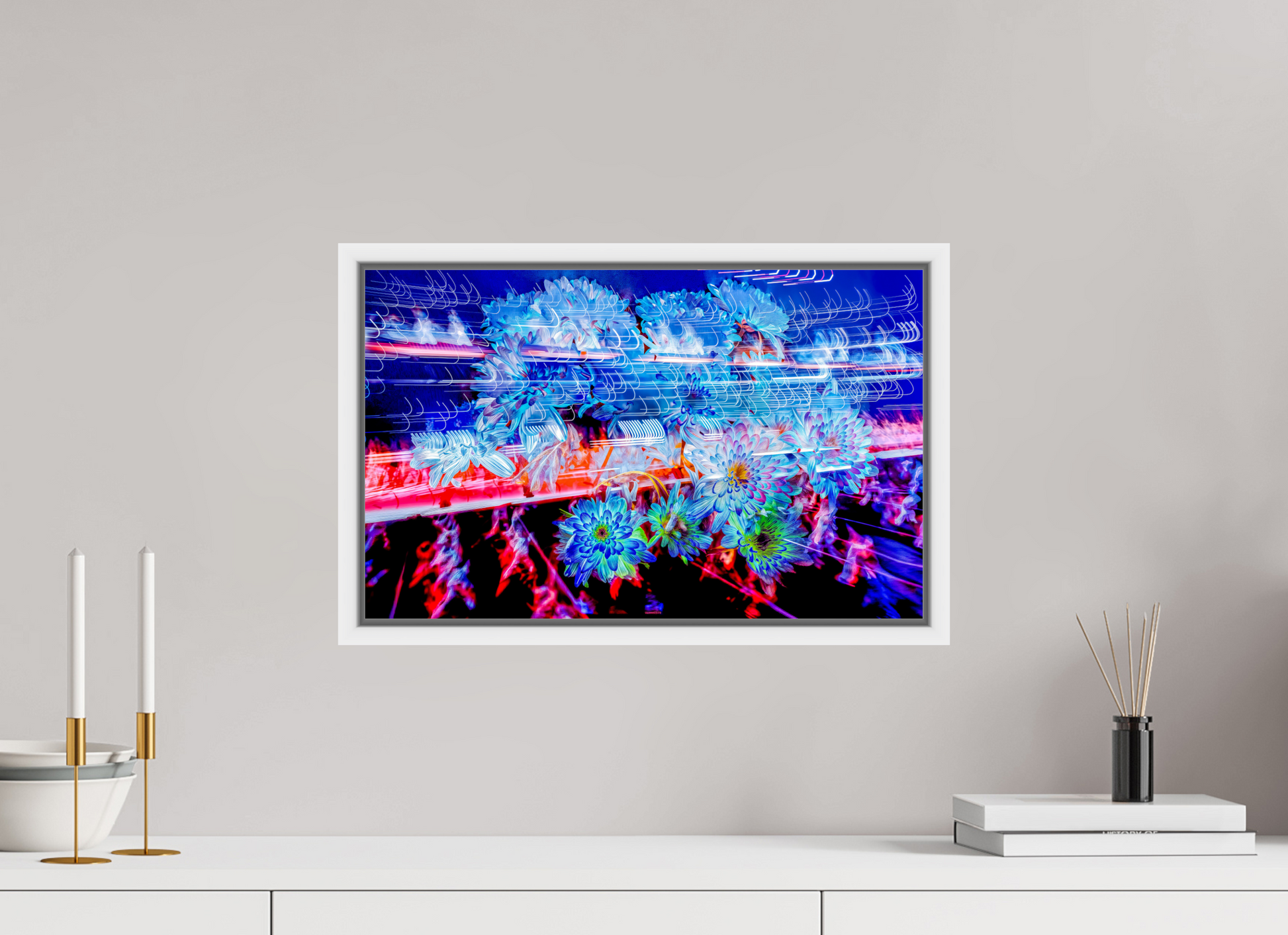 48 x 30 cm, 9 Caisse américaine Blanche Éclosions dans les courants de matière douce