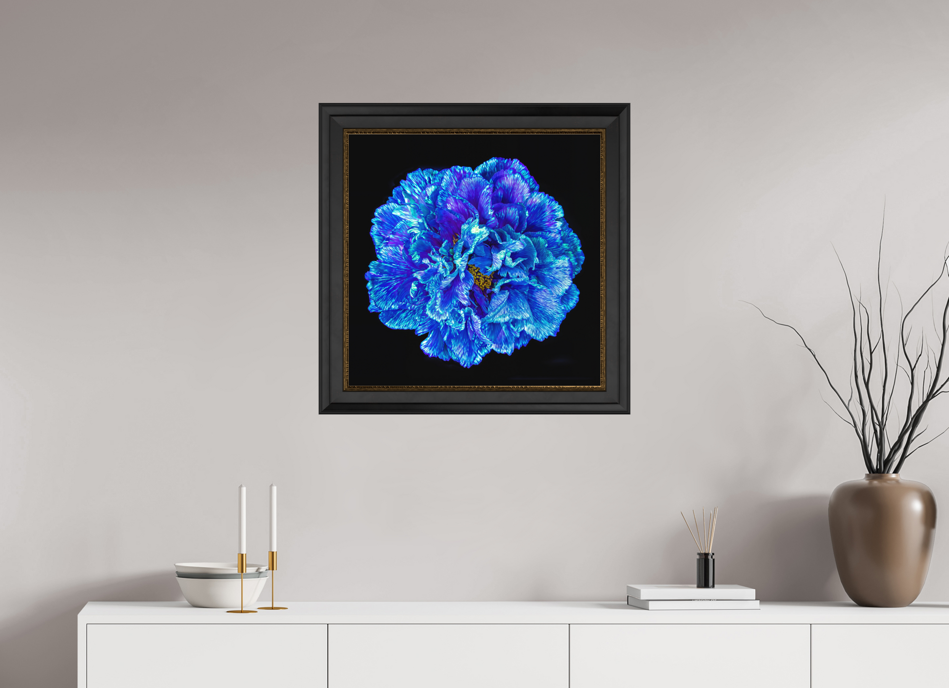 60 x 60 cm, 6 Cadre bois Noir-or 65mm fdgd