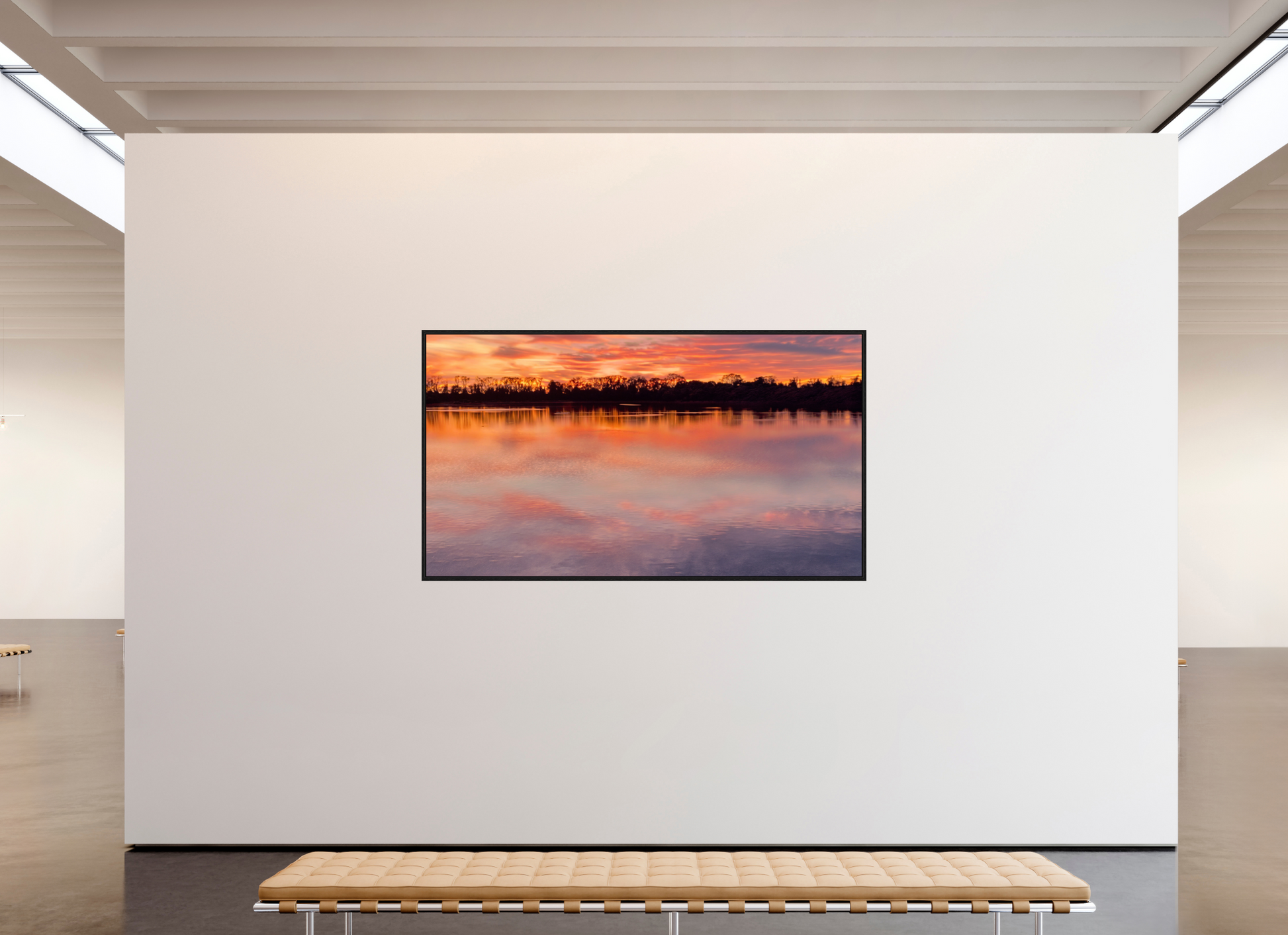 216,3 x 120 cm, Caisse américaine Noire Reflets d’un Même Ciel IV – L'Horizon en Fusion