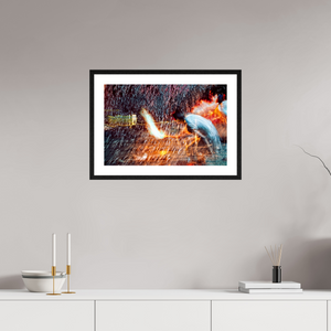 60 x 40 cm, 4 Cadre Noir : Passe-Partout Blanc Rituel où le feu apprend le rythme