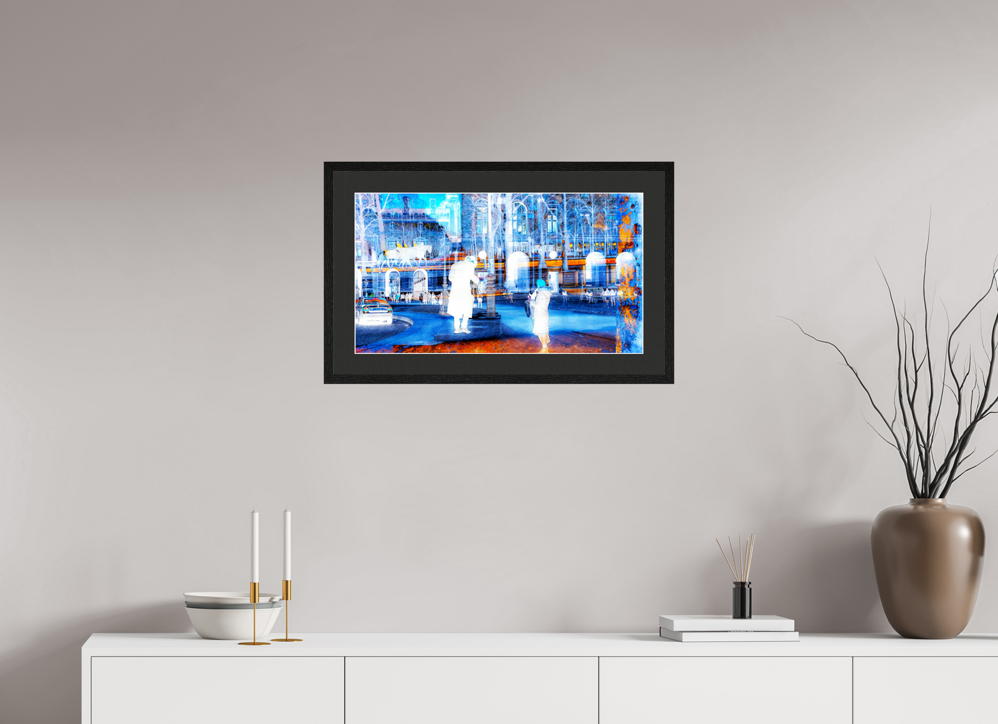 64 x 36 cm, 5 Cadre Noir : Passe-Partout Noir lisière Blanche Ce que la ville montre à ceux qui s’arrêtent