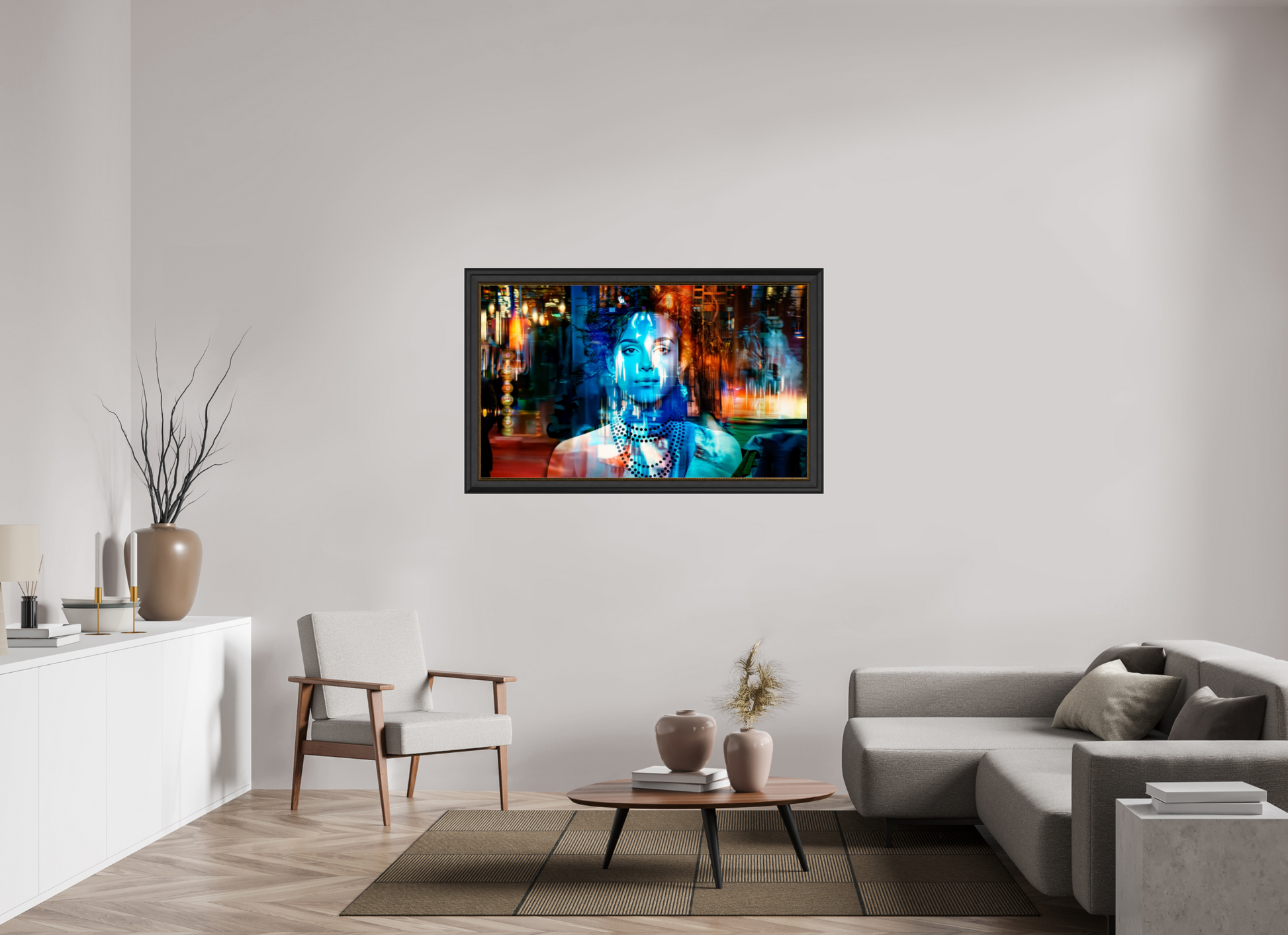 134,2 x 80 cm, Cadre Noir-Or Métropole Intérieure