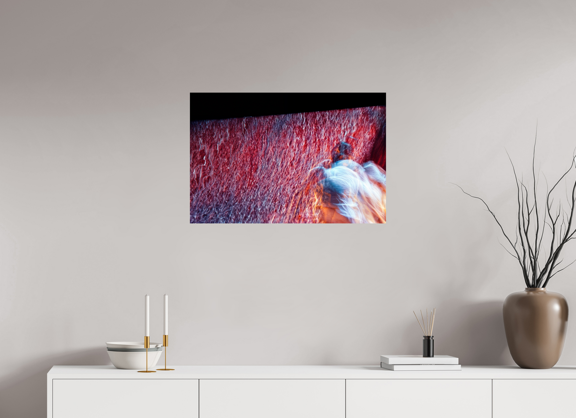 75 x 50 cm, 2 Tirage photo contrecollé sur Dibond Là où le feu se transforme en pluie