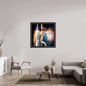 100 x 100 cm, Cadre Noir-Or Icône Ailée
