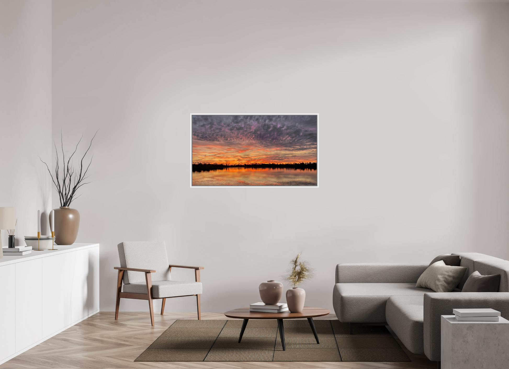128 x 72 cm, Caisse américaine Blanche Reflets d’un Même Ciel IX – Le Souffle d’Ambre