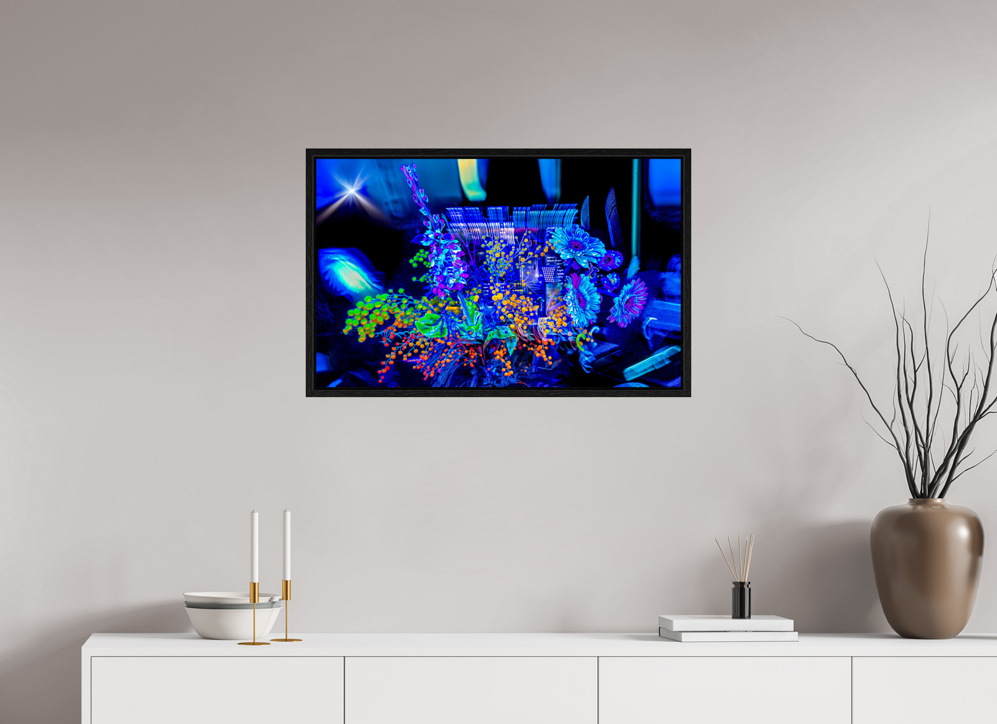 80 x 50 cm, 8 Caisse américaine Noire Le bouquet où nos rêves s’illuminent