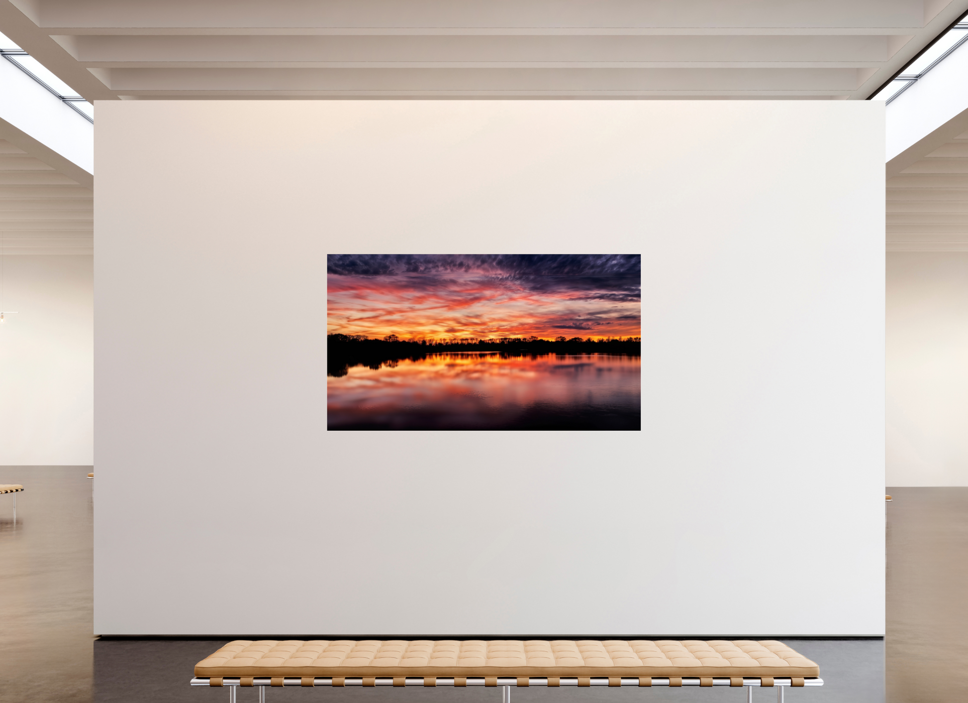 208 x 117 cm, Tirage photo sous Verre acrylique 13 Reflets d’un Même Ciel XIII – Le Lac en Feu
