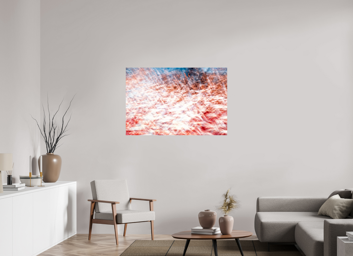 120 x 80 cm, Tirage simple sur papier photo Fuji Crystal Pearl La mer des plumes rouges