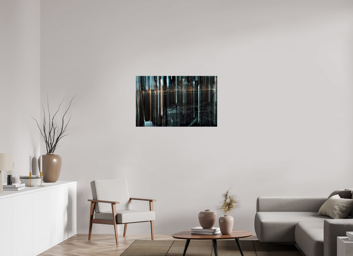 96 x 60 cm, Tirage photo sous Verre acrylique Forêt des piliers d’acier